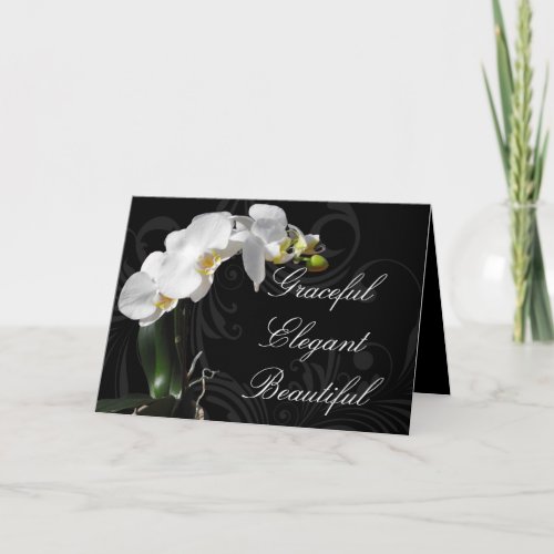 Dramatic Black and White Orchid Flower Mothers Day Card