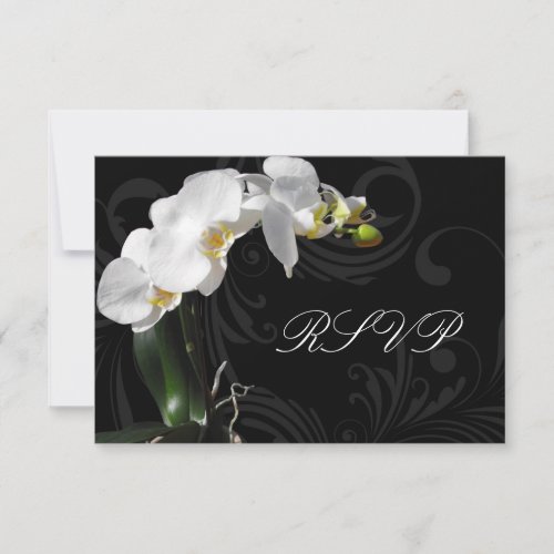 Dramatic Black and White Orchid Matching RSVP