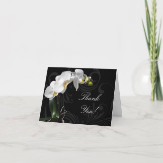 Dramatic Black and White Orchid Thank You Cards