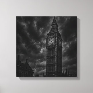 Dramatic Black and White View of Big Ben London Canvas Print