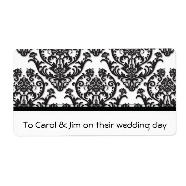 Dramatic Black Damask Pattern Label (Front)