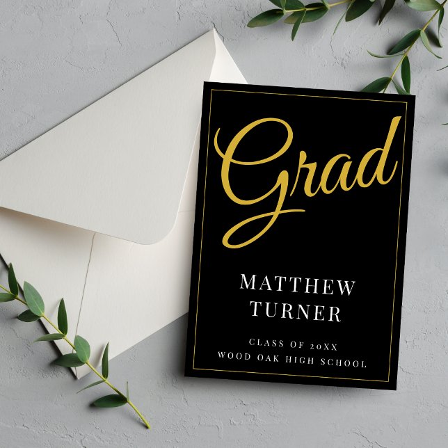 Dramatic Black Gold Graduation Announcement (Creator Uploaded)