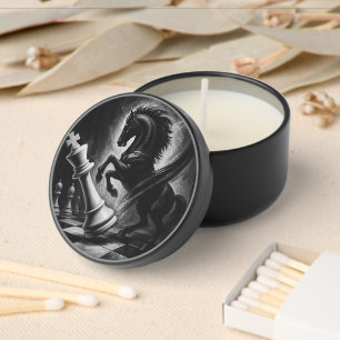 Dramatic Black Horse vs. King – Bold Chess Artwork Mini Candle Favors