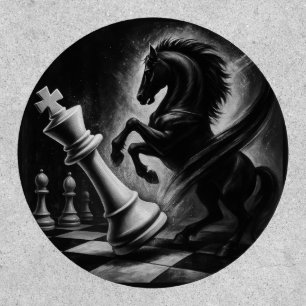 Dramatic Black Horse vs. King – Bold Chess Artwork Patch