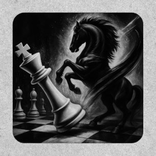 Dramatic Black Horse vs. King – Bold Chess Artwork Patch