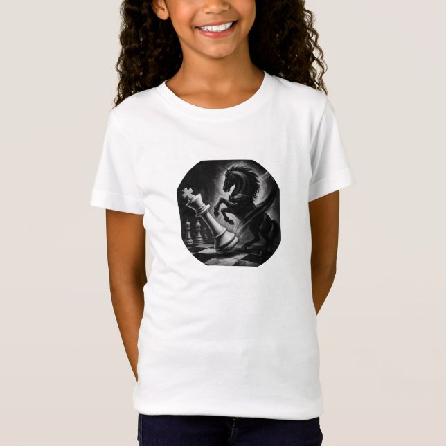 Dramatic Black Horse vs. King – Bold Chess Artwork T-Shirt (Front)