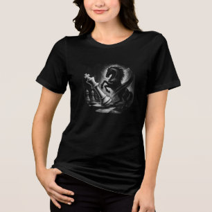 Dramatic Black Horse vs. King – Bold Chess Artwork Tri-Blend Shirt