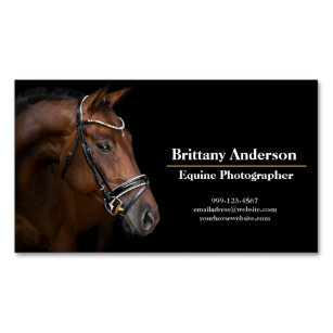 Dramatic Black Minimal Horse/Equine Photographer   Business Card Magnet