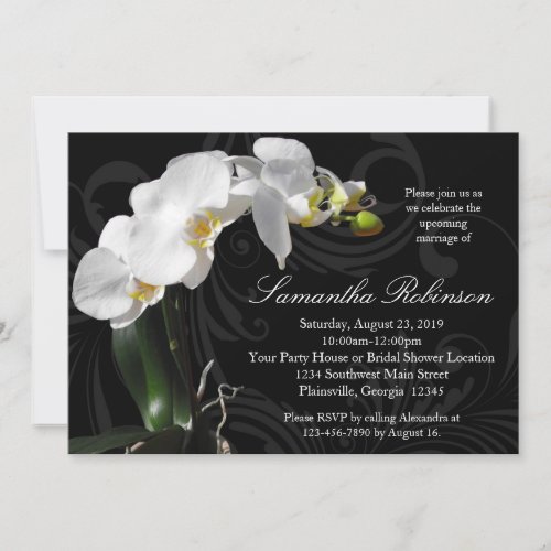 Dramatic Black w Orchid Bridal Shower Invitations
