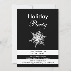Dramatic Black & White Holiday Party Invitation