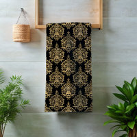 Dramatic Black with Gold Damask Ornate