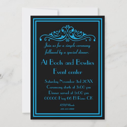 Dramatic Blue and Black Wedding Vows Renewal  Invitation