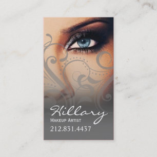 Dramatic Blue Eyes Makeup Artist grey Business Card
