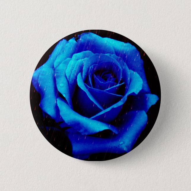 Dramatic Blue Rose Button (Front)