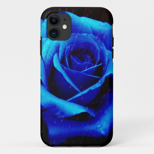 Dramatic Blue Rose iPhone 11 Case