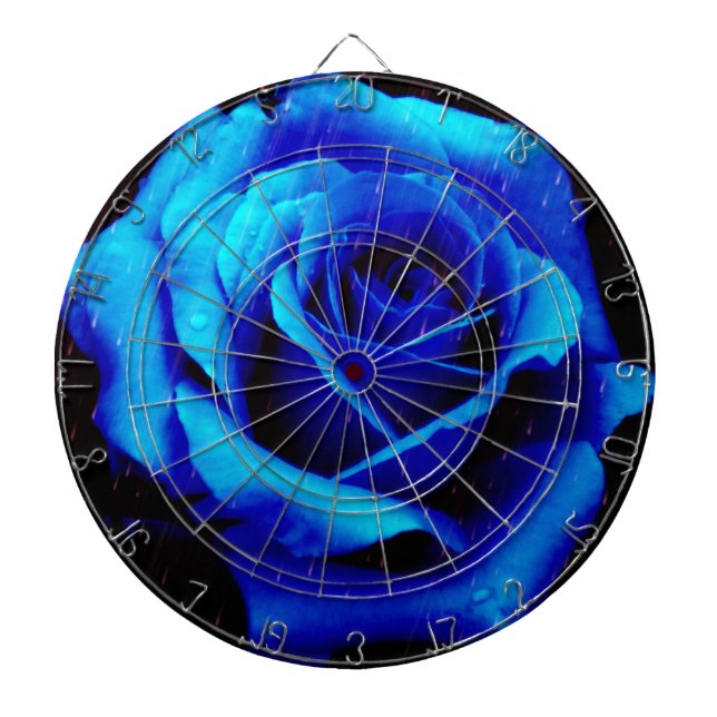 Dramatic Blue Rose Dartboard (Front)