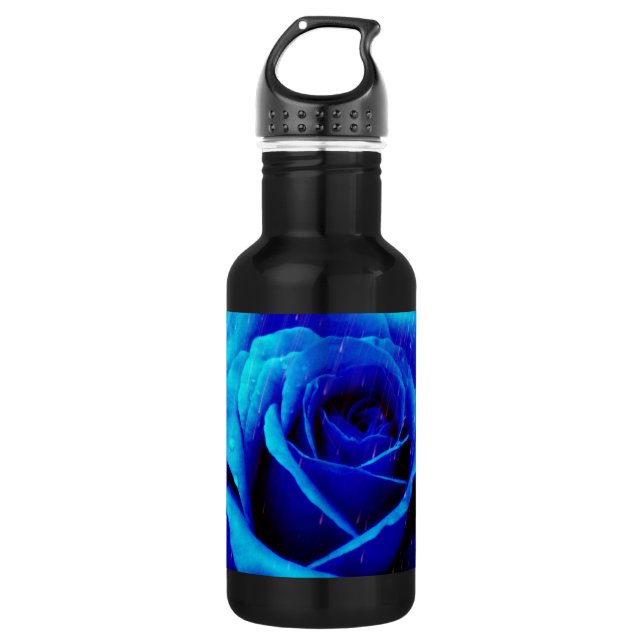 Dramatic Blue Rose Water Bottle (Front)