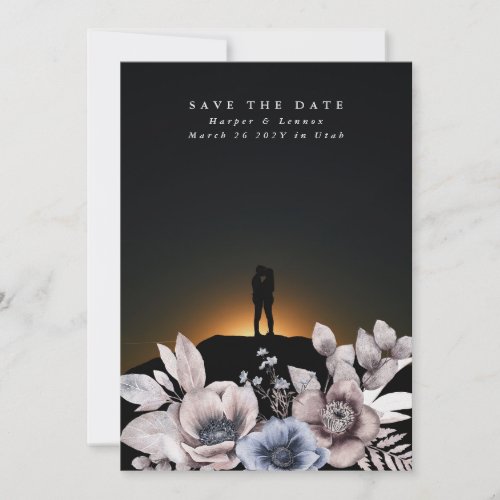 Dramatic Bohemian Dried Watercolor Muted Floral Save The Date