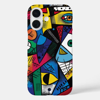 Dramatic Bold Colors Modern Fun Abstract Design iPhone 16 Case