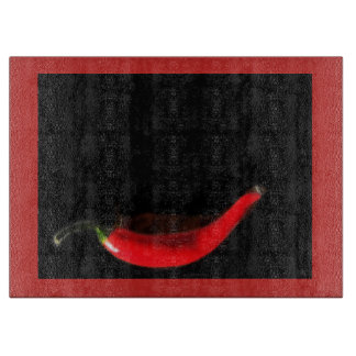 Dramatic bold red and black chili cutting board
