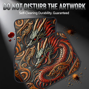 Dramatic Bold Red Dragon Car Floor Mat