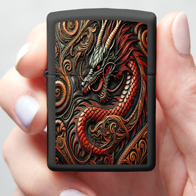 Dramatic Bold Red Dragon Zippo Lighter (In Hand)