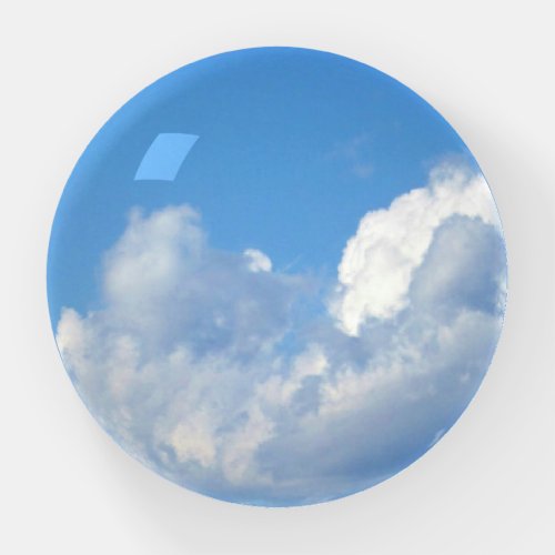 Dramatic Bright Blue Sky Puffy White Clouds Photo Paperweight