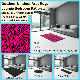 Dramatic Bright Pink & Black Animal Print Area Rug