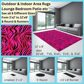 Dramatic Bright Pink & Black Animal Print Area Rug