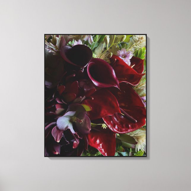 Dramatic Burgundy Floral Canvas Print (Front)