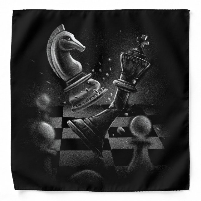 Dramatic Chess Battle – Knight vs. Horse  Bandana (Front)