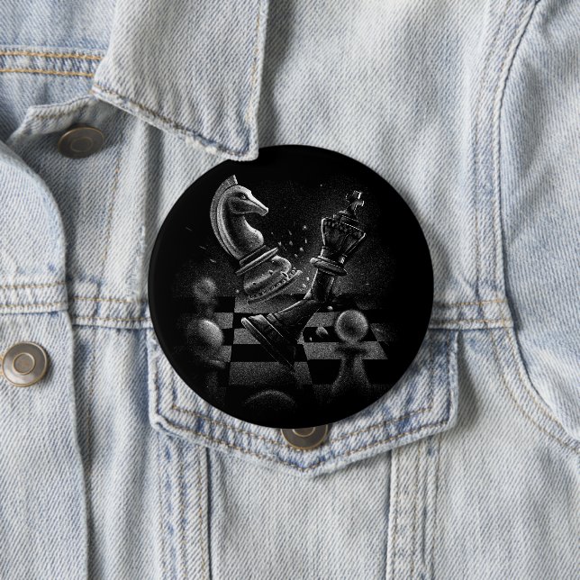 Dramatic Chess Battle – Knight vs. Horse  Button (In Situ)