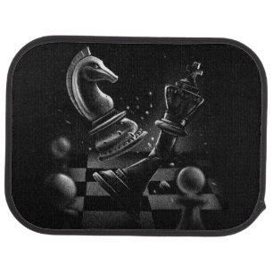 Dramatic Chess Battle – Knight vs. Horse Car Floor Mat