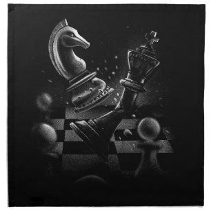 Dramatic Chess Battle – Knight vs. Horse Cloth Napkin