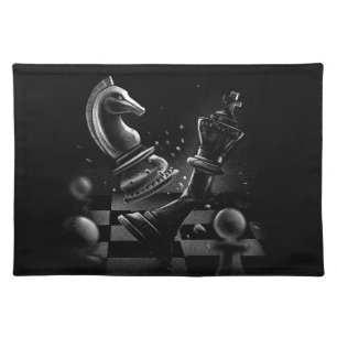 Dramatic Chess Battle – Knight vs. Horse Cloth Placemat