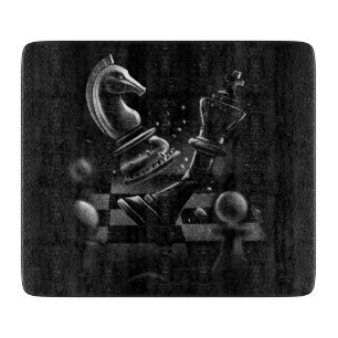 Dramatic Chess Battle – Knight vs. Horse Cutting Board