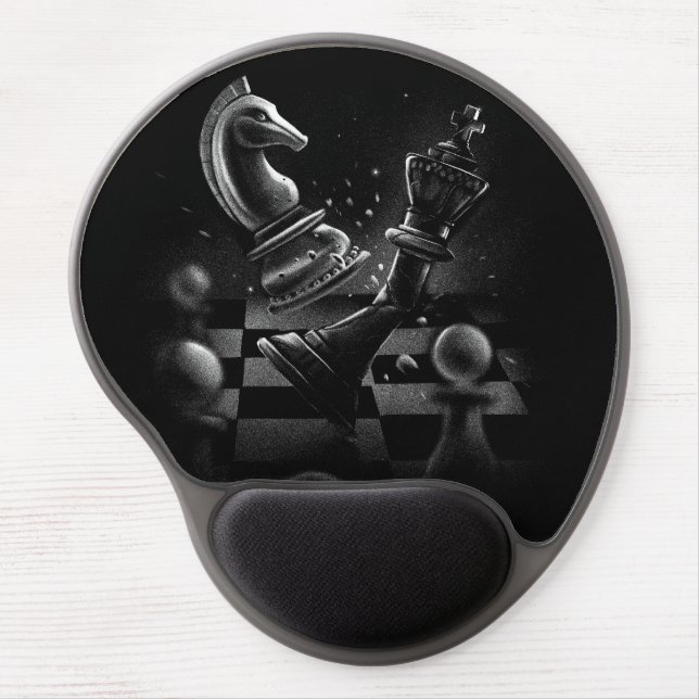 Dramatic Chess Battle – Knight vs. Horse  Gel Mouse Pad (Front)
