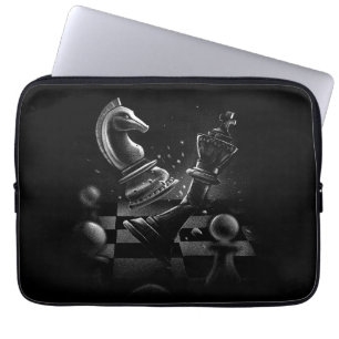 Dramatic Chess Battle – Knight vs. Horse Laptop Sleeve