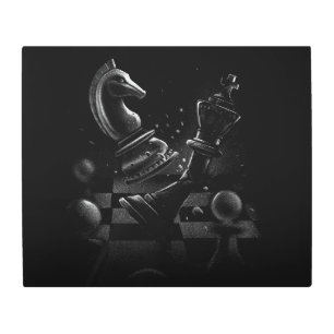 Dramatic Chess Battle – Knight vs. Horse  Metal Print