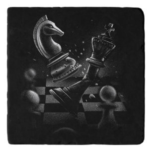 Dramatic Chess Battle – Knight vs. Horse Trivet