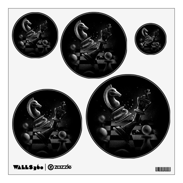Dramatic Chess Battle – Knight vs. Horse  Wall Decal (Front)