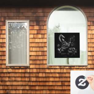 Dramatic Chess Battle – Knight vs. Horse  Window Cling