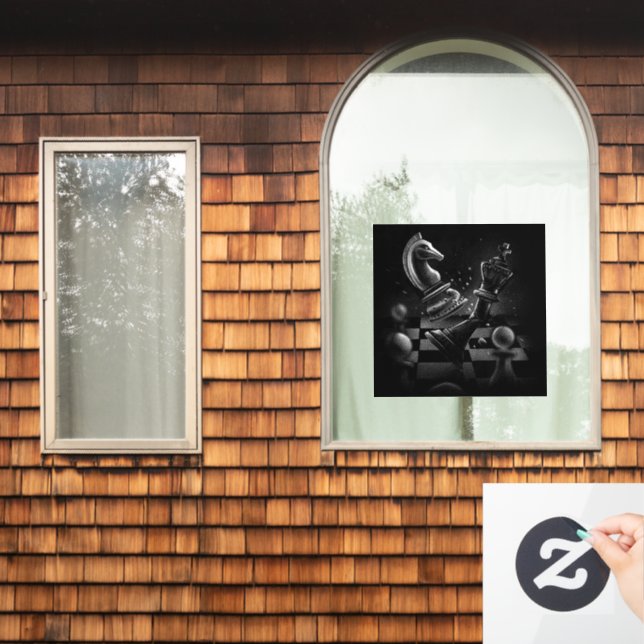 Dramatic Chess Battle – Knight vs. Horse  Window Cling (Home Window)