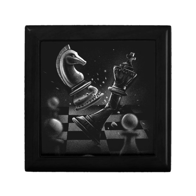 Dramatic Chess Battle Knight vs King Gift Box (Front)