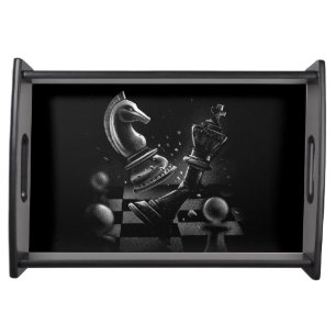Dramatic Chess Battle Serving Tray