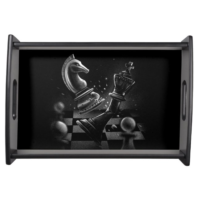 Dramatic Chess Battle Serving Tray (Front)