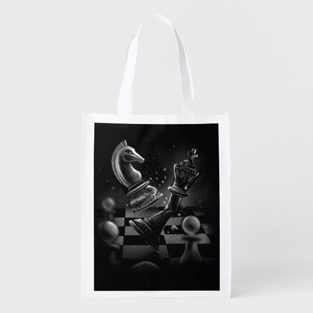 Dramatic Chess Knight vs King Gothic Art Grocery  Bag (Front)