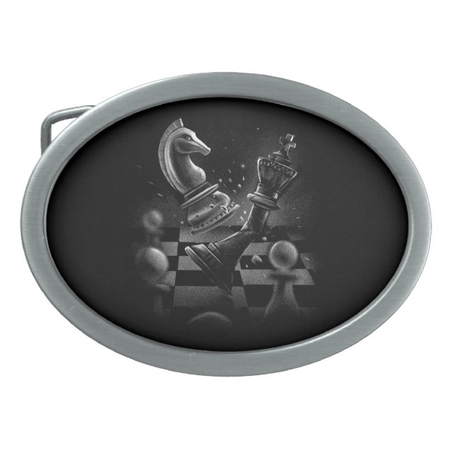 Dramatic Chess Monochrom Belt Buckle (Front)