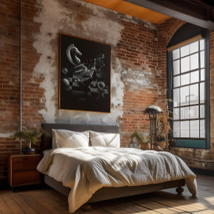 Dramatic Chess Monochrom Faux Canvas Print