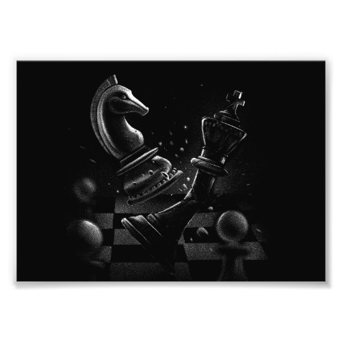Dramatic Chess Monochrom Photo Print